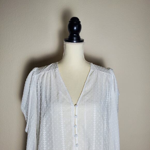 Zara White Swiss Dot Blouse Medium - Picture 5 of 7